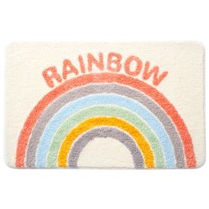 Rainbow Bathroom Floor Door Entrance Rug Flocked Non-Slip Bedroom Mat Home Decor